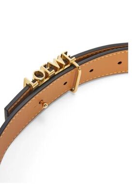 Loewe Tan Leather Logo Belt with Gold Hardware